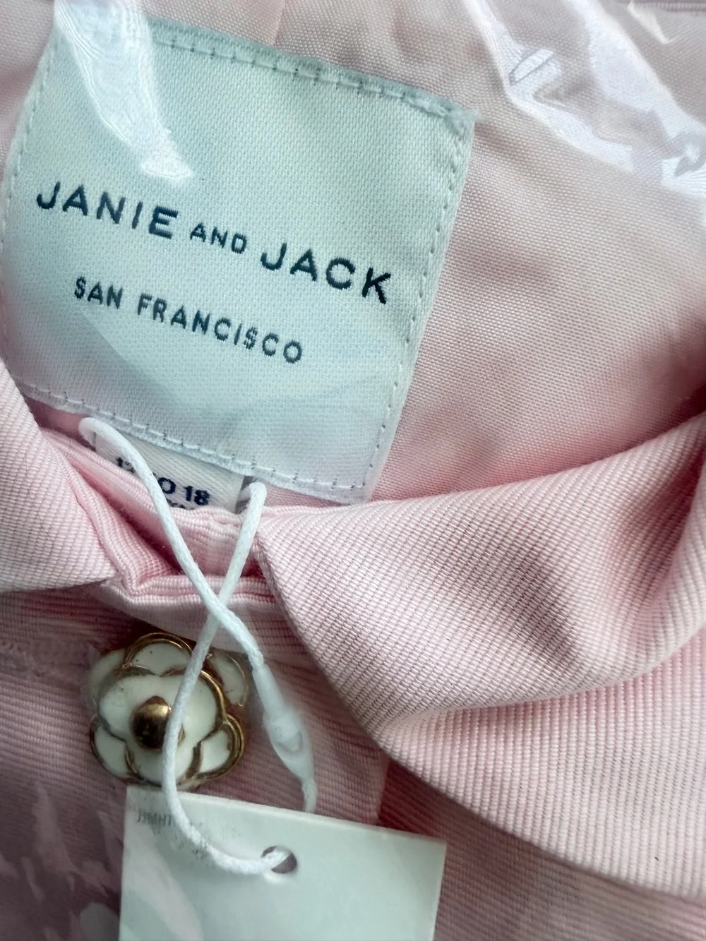 Janie and Jack girls flower button coat, pink 12-18 months  size nwt MSRP $89